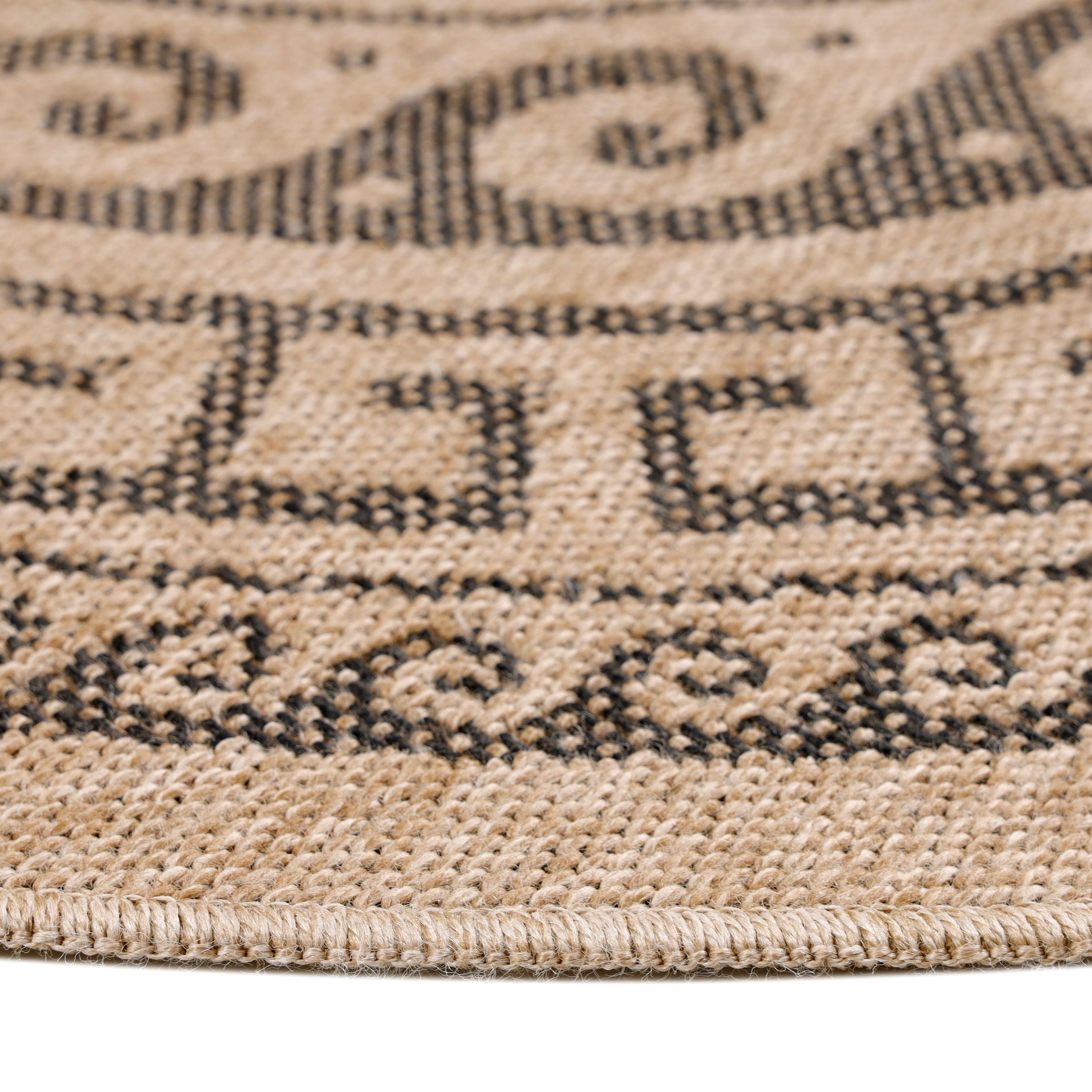 Round outdoor rug vintage design weatherproof patio kitchen balcony