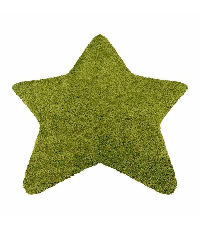 Teppich Sternform Kinderteppich Hochflor Shaggy Stern muster Grün Farbe