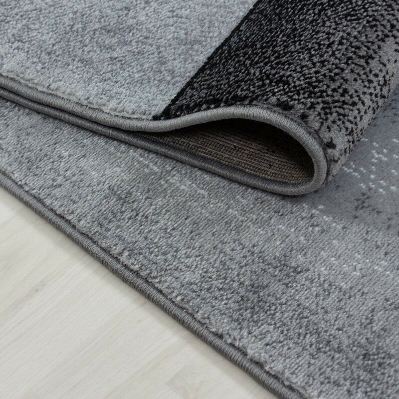 Tapis de couloir à poils courts, tapis de salon à motifs noir gris chiné
