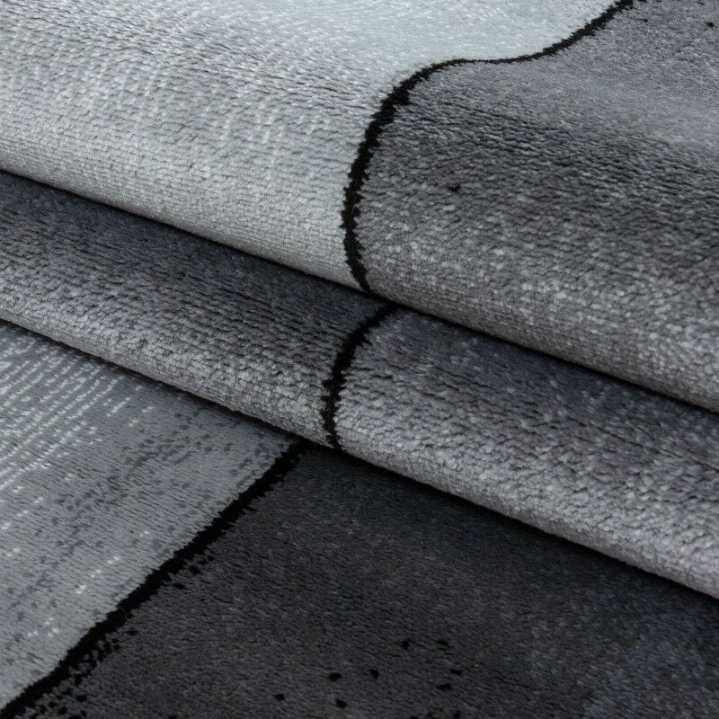 Tapis de couloir à poils courts, tapis de salon à motifs noir gris chiné