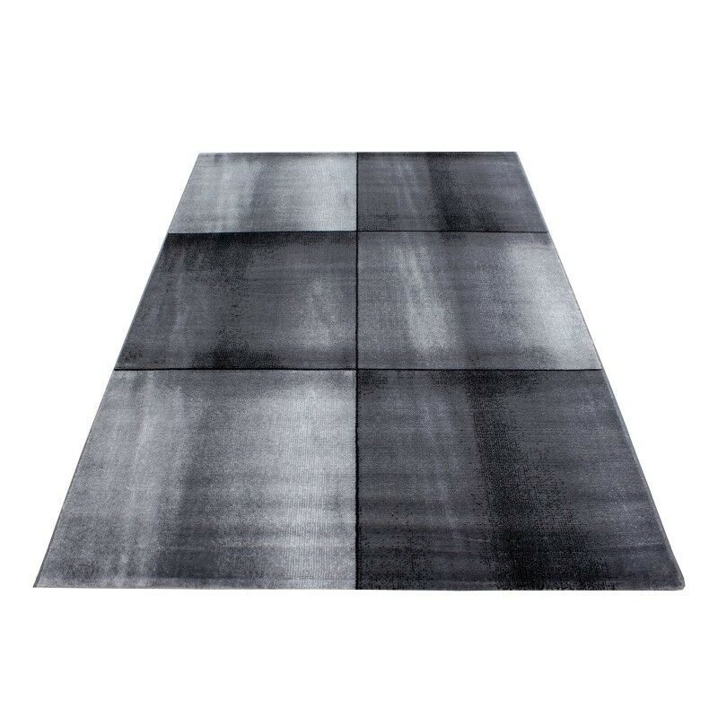 Kurzflor Läufer Teppich Wohnzimmerteppich gemustert Schwarz Grau meliert