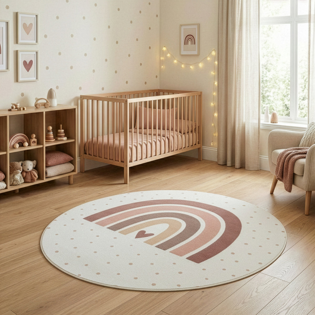 Carpettex Kinderteppich Regenbogen Herz Spielteppich