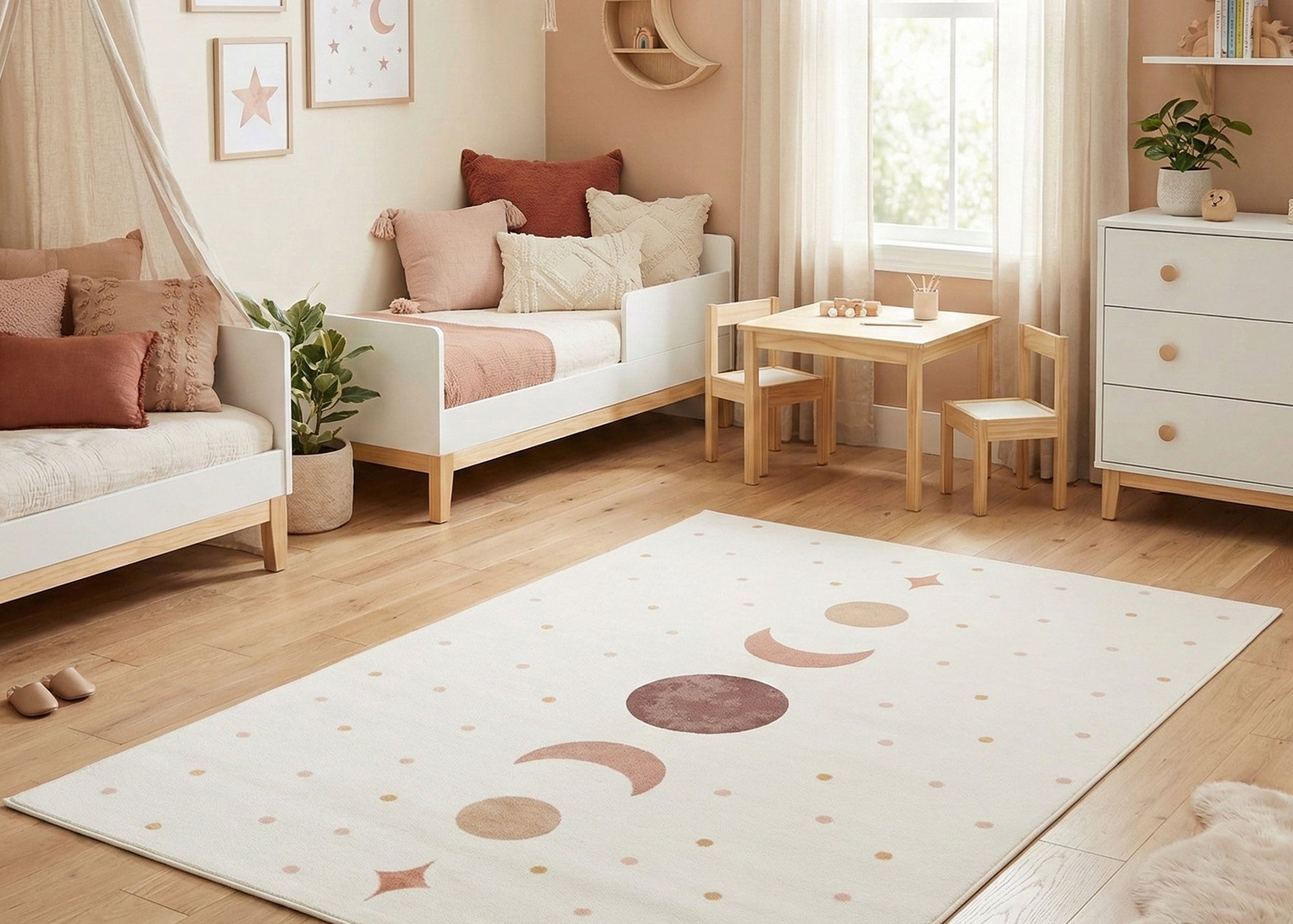 Carpettex Kinderteppich Mondphasen Spielteppich für Kinderzimmer Spielecken