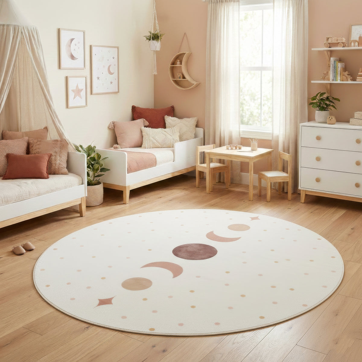Carpettex Kinderteppich Mondphasen Boho Spielteppich