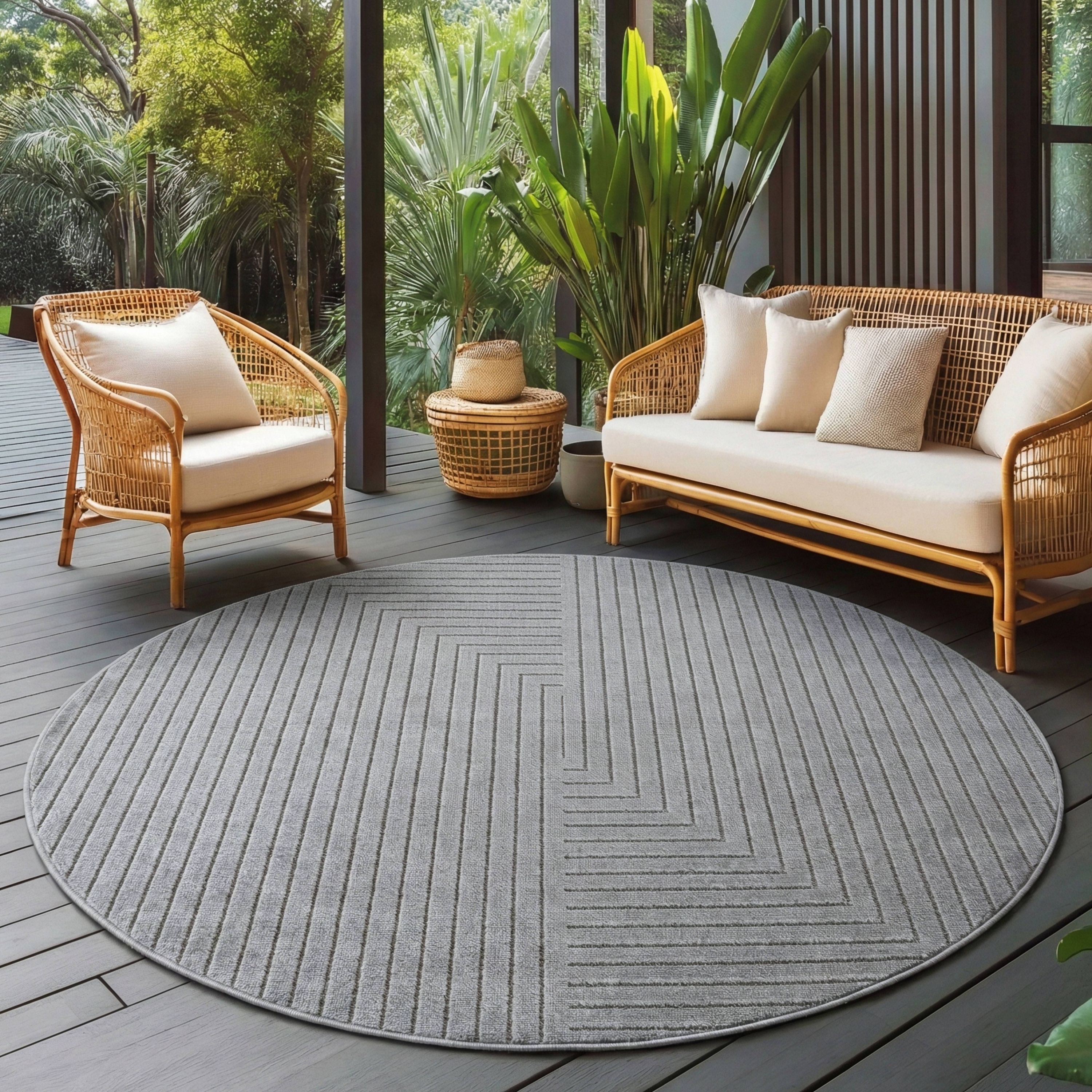 Carpettex Indoor & Outdoor Teppich Wetterfest Wohnzimmer Balkon, Waschbar Grau