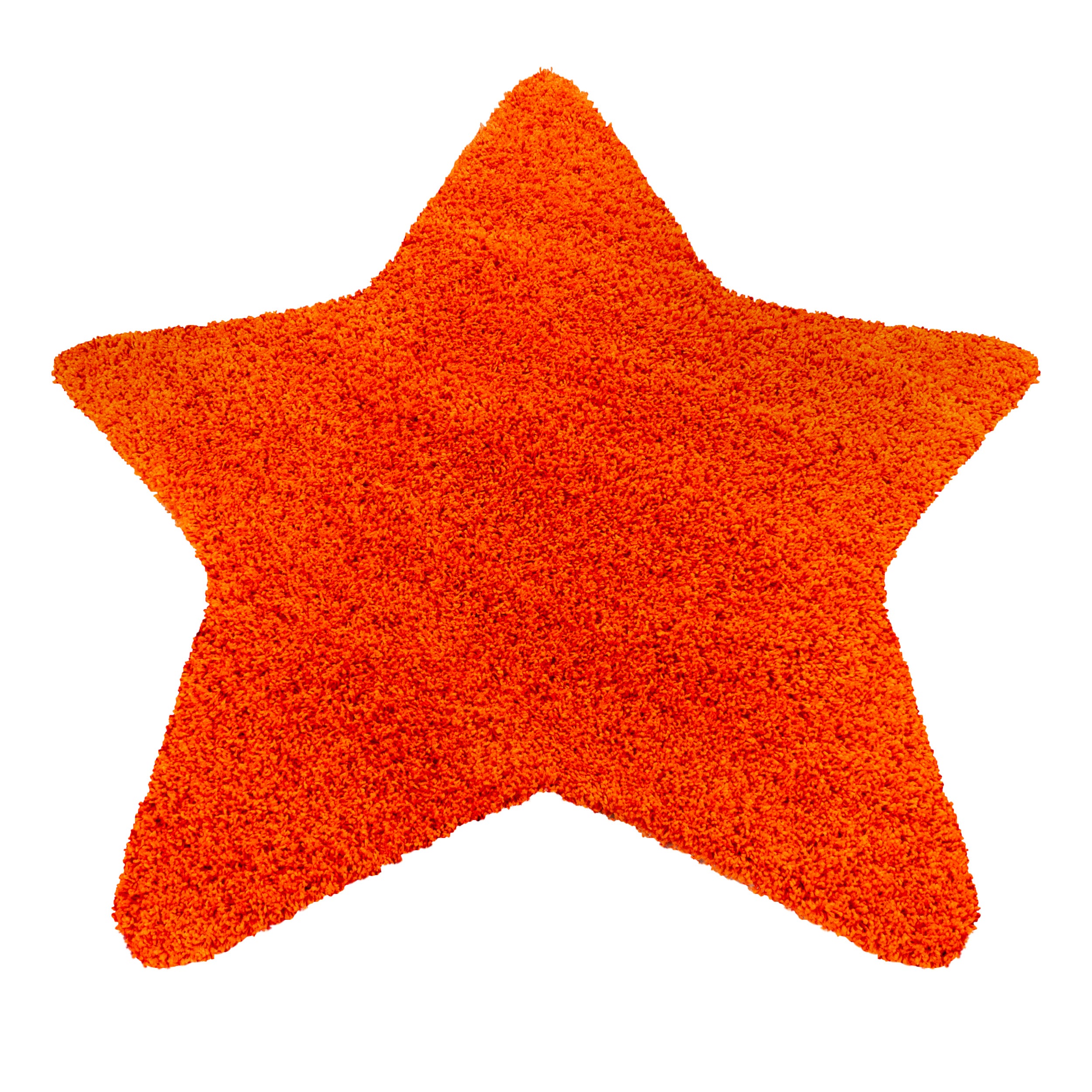 Rug star shape children's rug high pile shaggy star pattern orange color