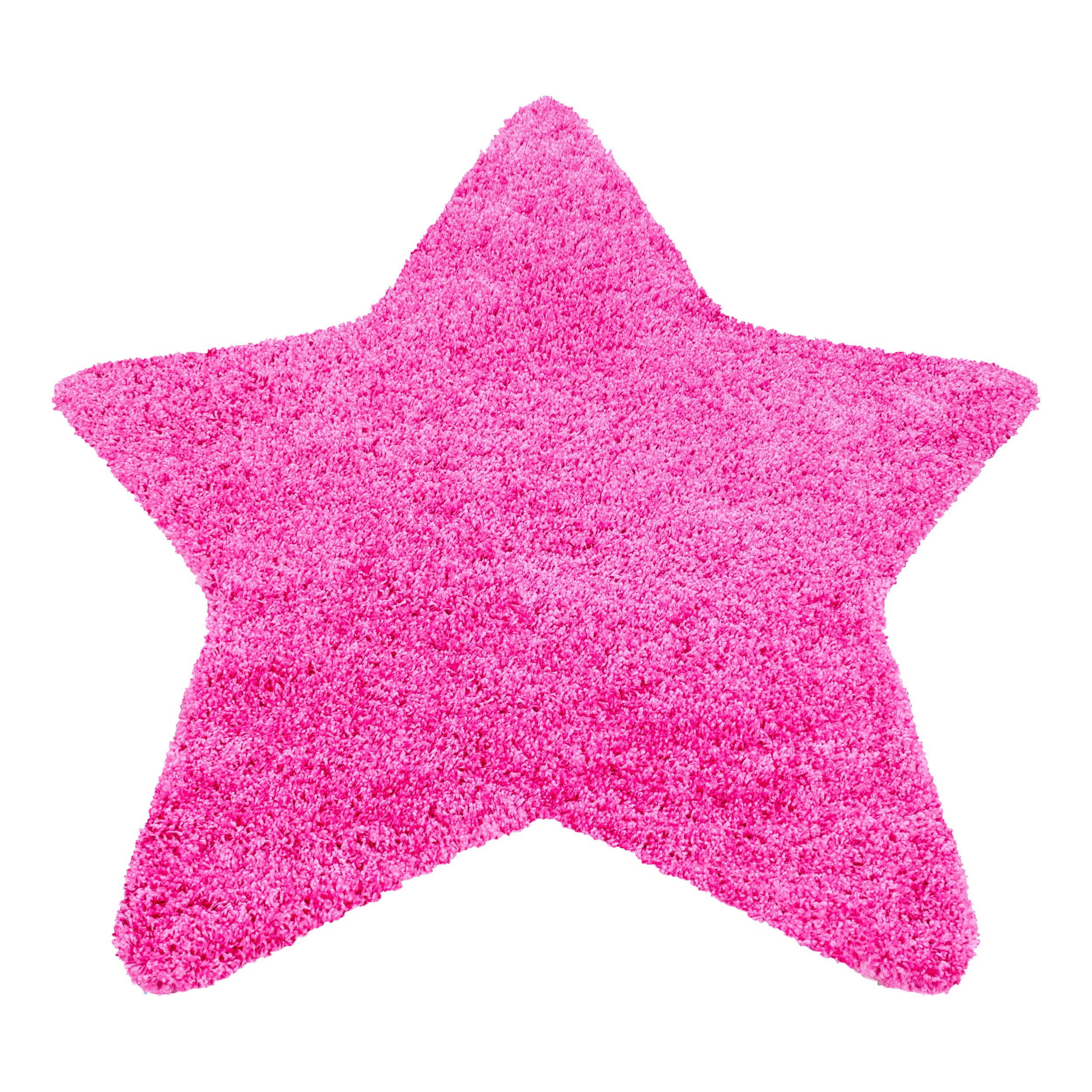 Teppich Sternform Kinderteppich Hochflor Shaggy Stern muster Pink Farbe