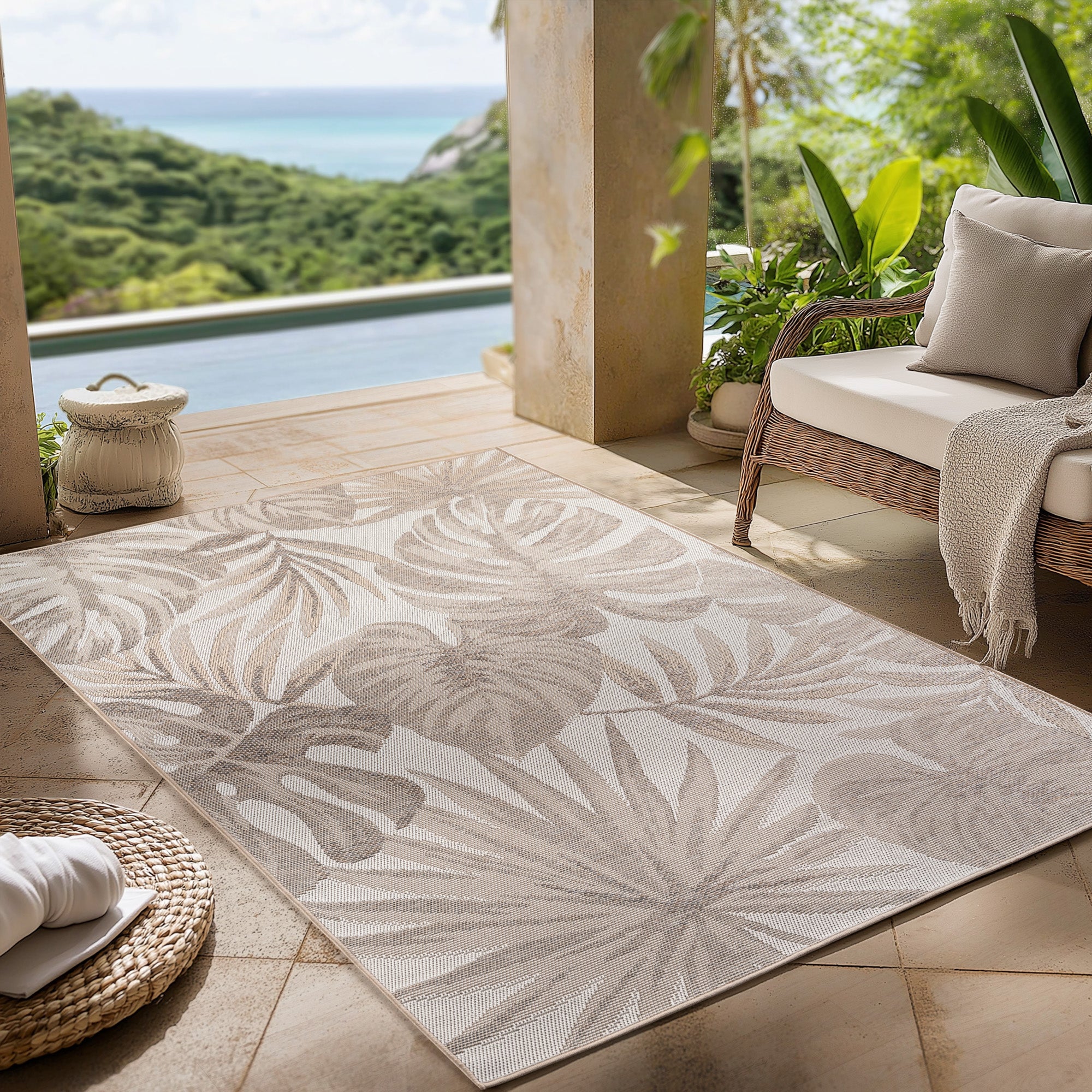 Tapis d'extérieur Carpettex, résistant aux intempéries, pour balcon, terrasse, jardin, style scandinave bohème