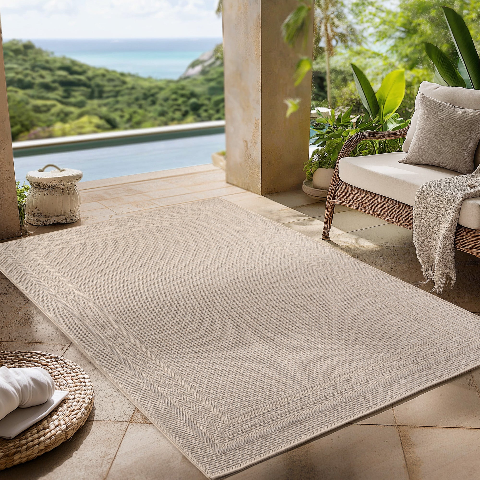 Tapis d'extérieur Carpettex, résistant aux intempéries, pour balcon, terrasse, jardin, style scandinave bohème