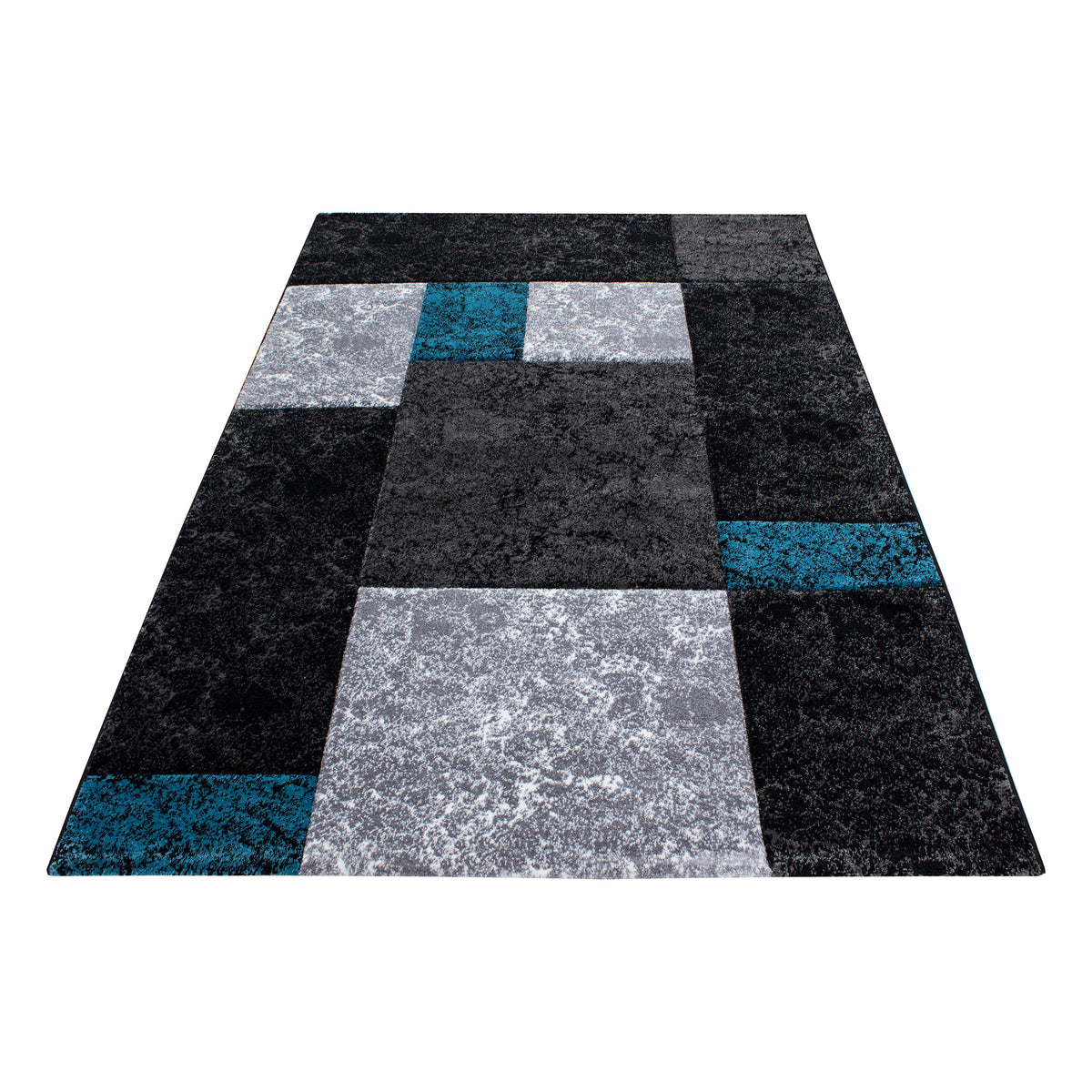 Carpettex Kurzflor Teppich Konturenschnitt Karo Meliert Waschbar