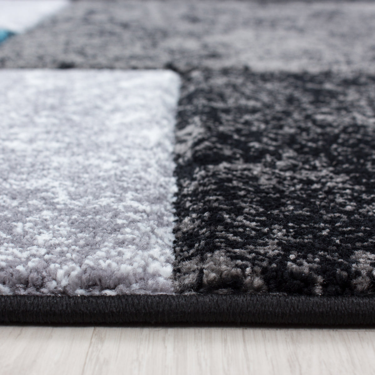 Carpettex Kurzflor Teppich Konturenschnitt Karo Meliert Waschbar