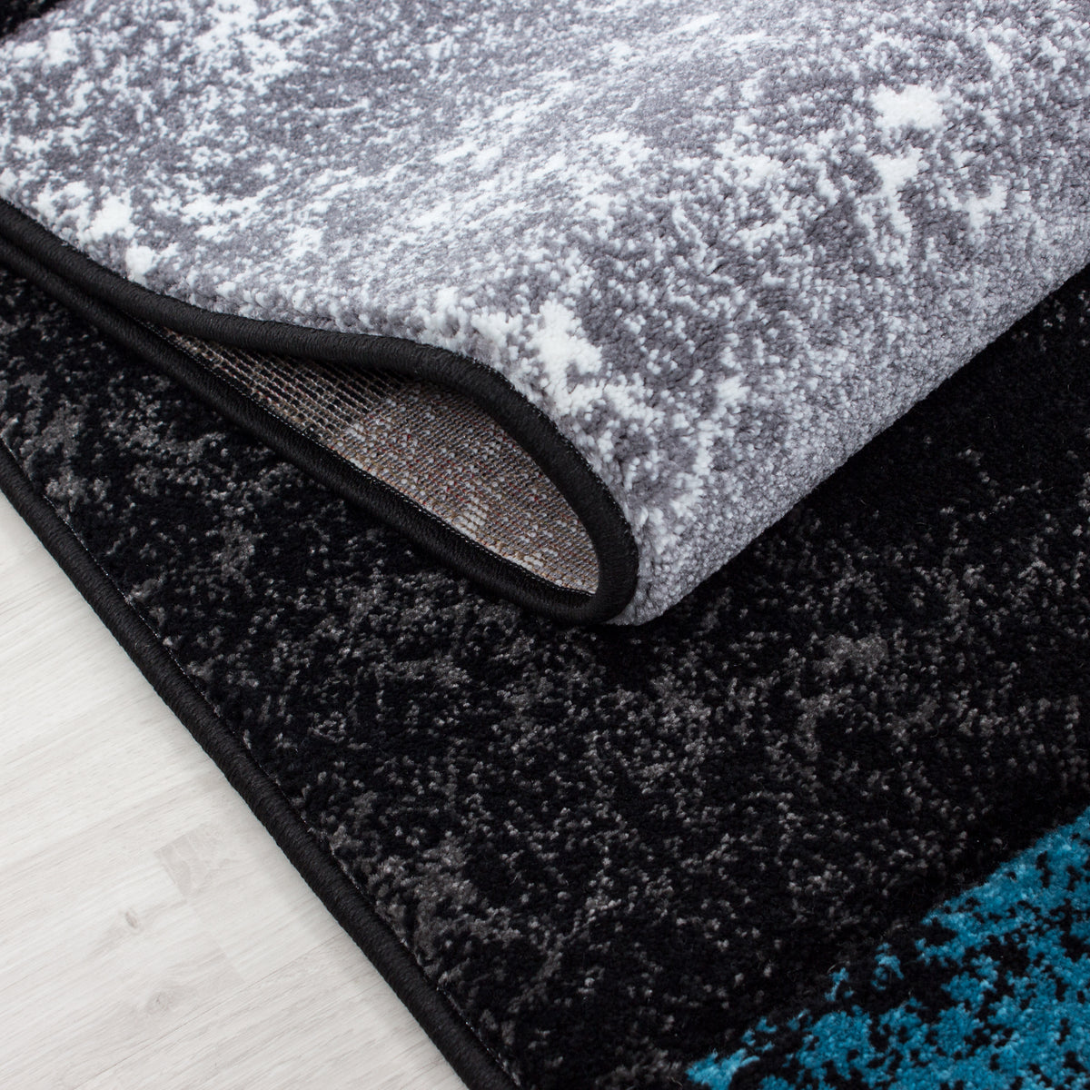 Carpettex Kurzflor Teppich Konturenschnitt Karo Meliert Waschbar