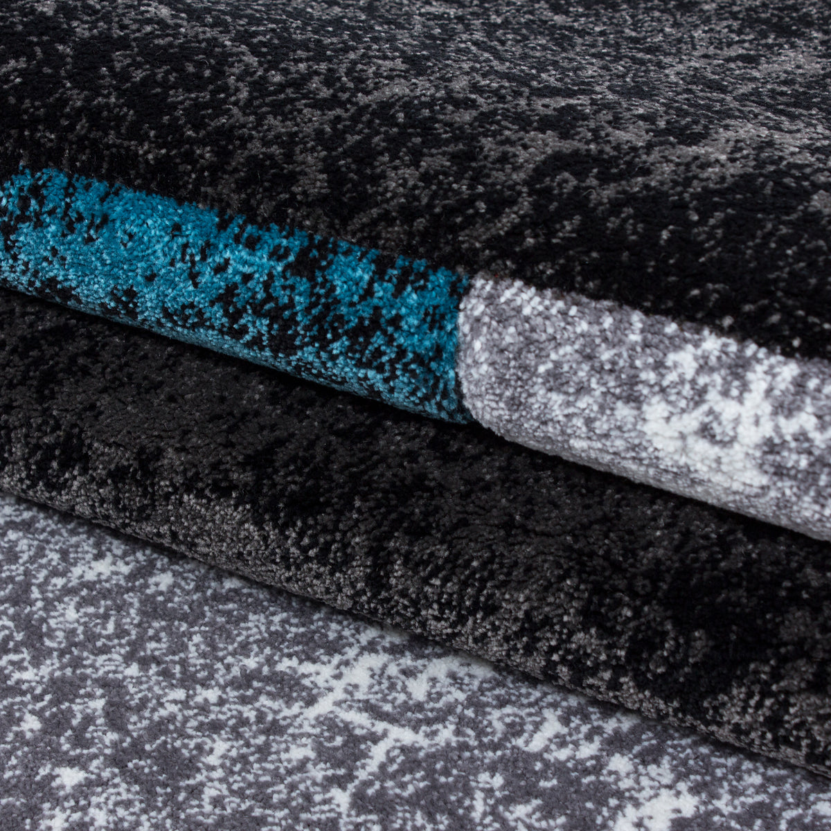 Carpettex Kurzflor Teppich Konturenschnitt Karo Meliert Waschbar