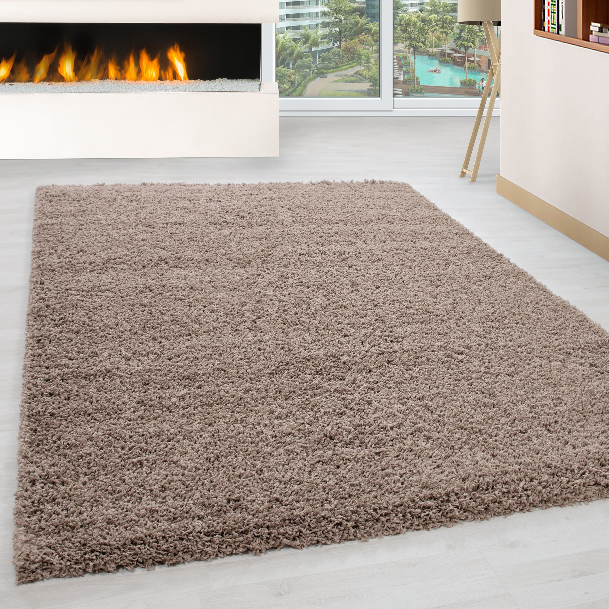 Tapis à poils longs pour le salon, tapis à poils longs, design uni, moelleux