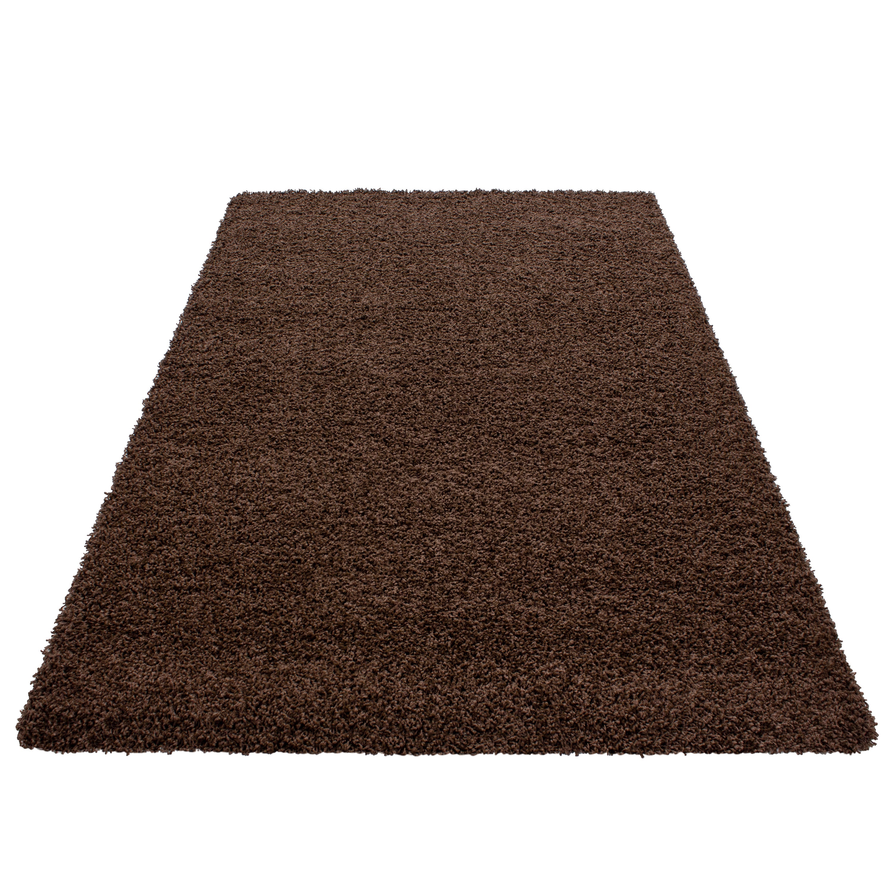 Deep pile rug for living room, long pile shaggy rug, plain design, fluffy