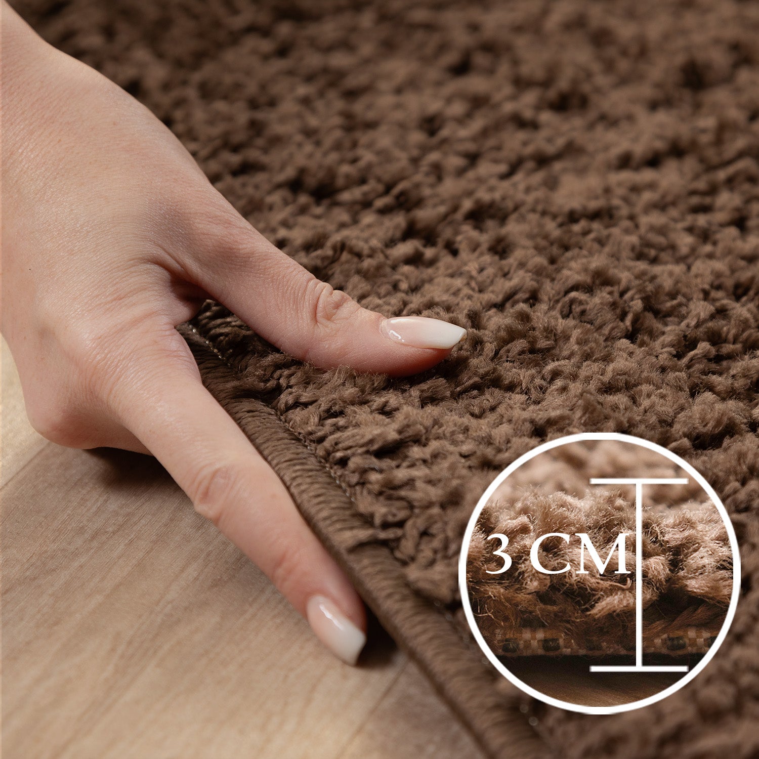 Runder Teppich Wohnzimmer Hochflor Einfarbiges Design Langflor Shaggy Modern