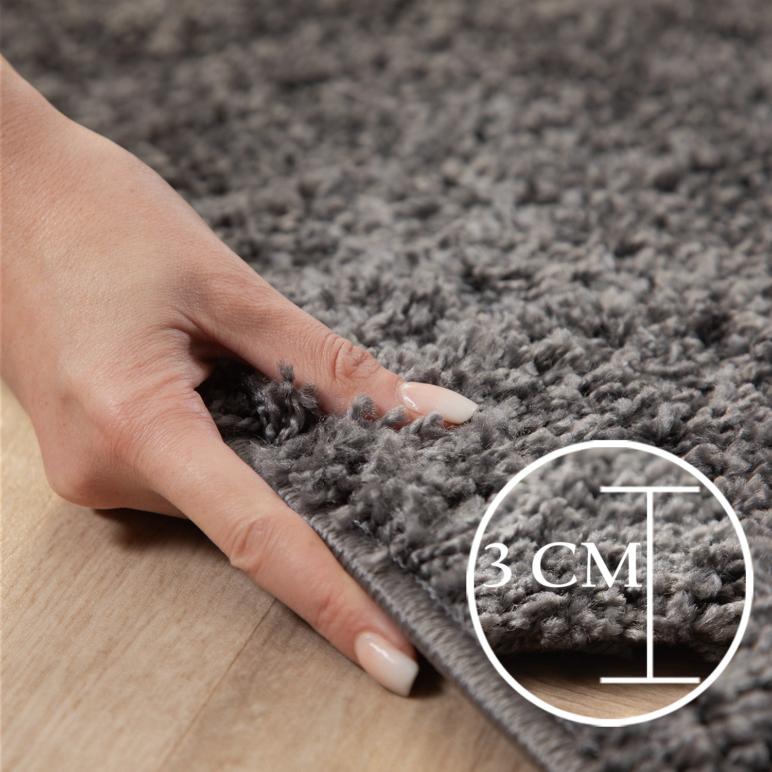 Runder Teppich Wohnzimmer Hochflor Einfarbiges Design Langflor Shaggy Modern