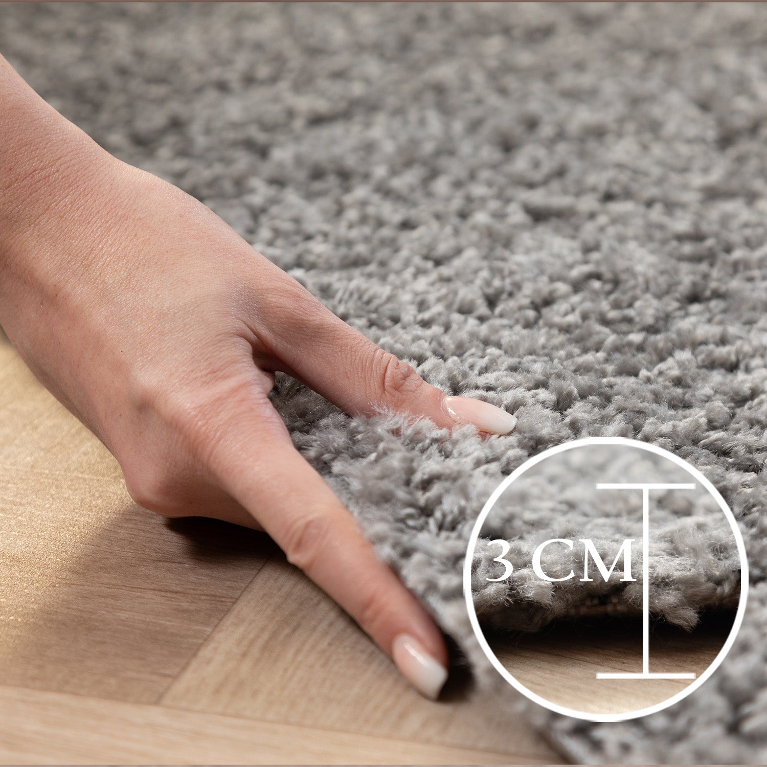 Runder Teppich Wohnzimmer Hochflor Einfarbiges Design Langflor Shaggy Modern