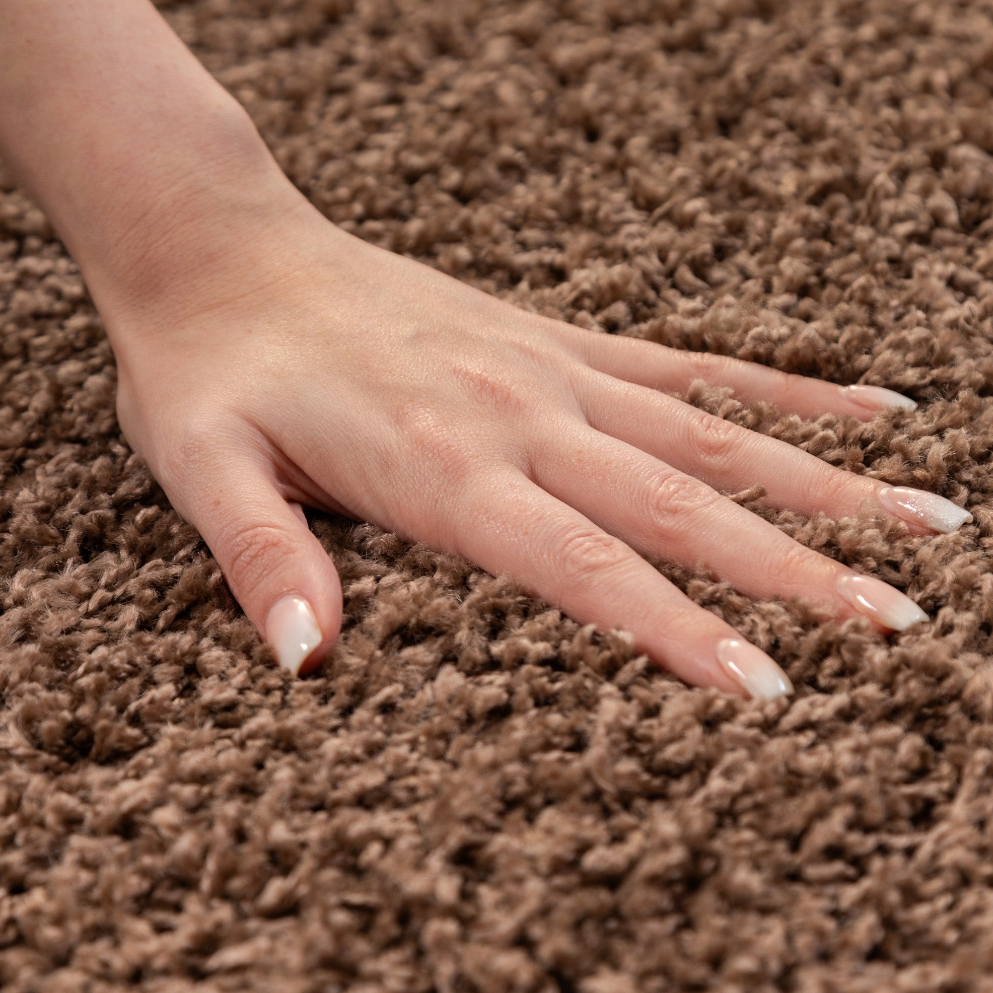 Runder Teppich Wohnzimmer Hochflor Einfarbiges Design Langflor Shaggy Modern