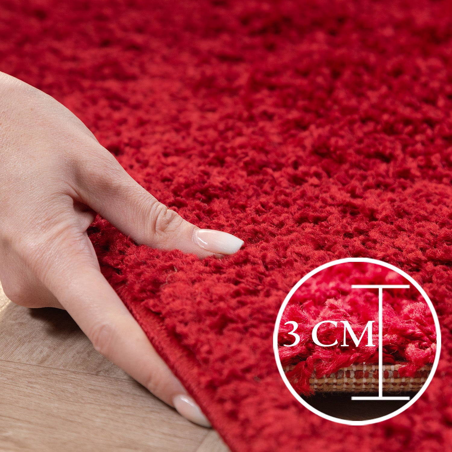 Runder Teppich Wohnzimmer Hochflor Einfarbiges Design Langflor Shaggy Modern