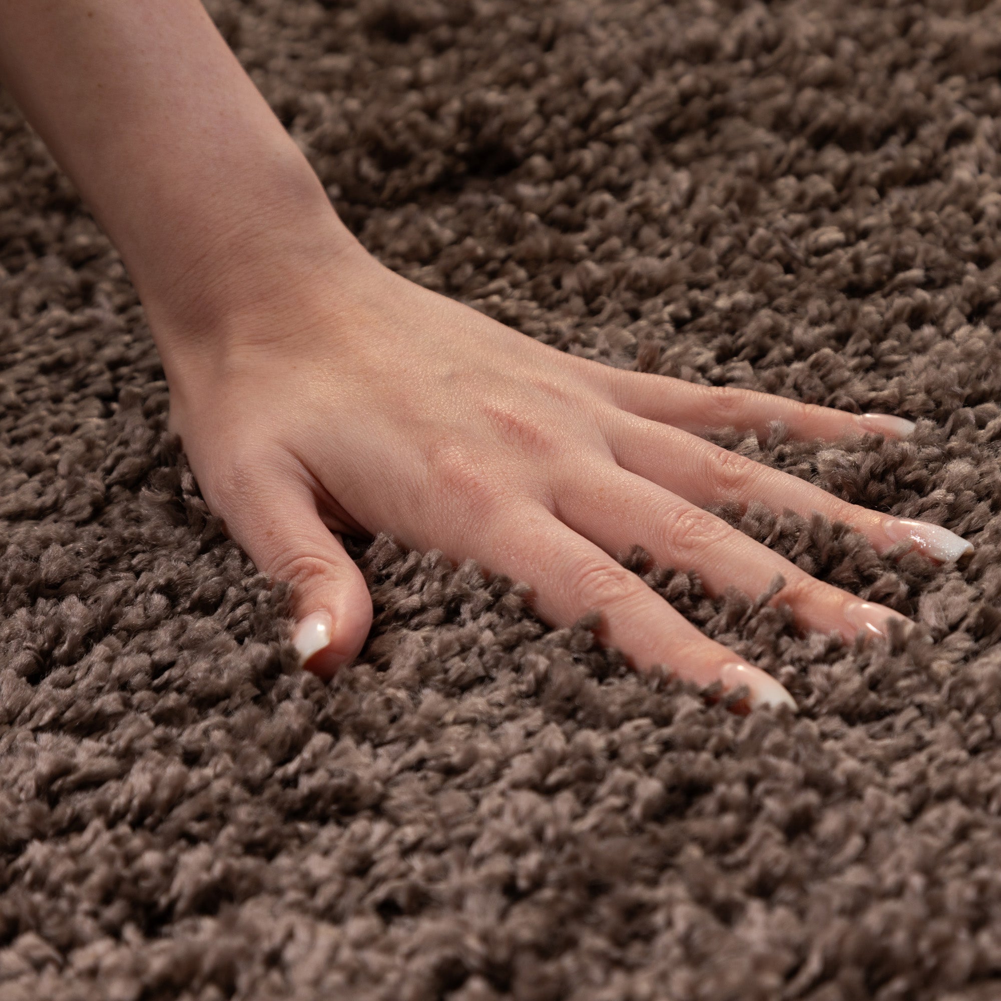 Runder Teppich Wohnzimmer Hochflor Einfarbiges Design Langflor Shaggy Modern