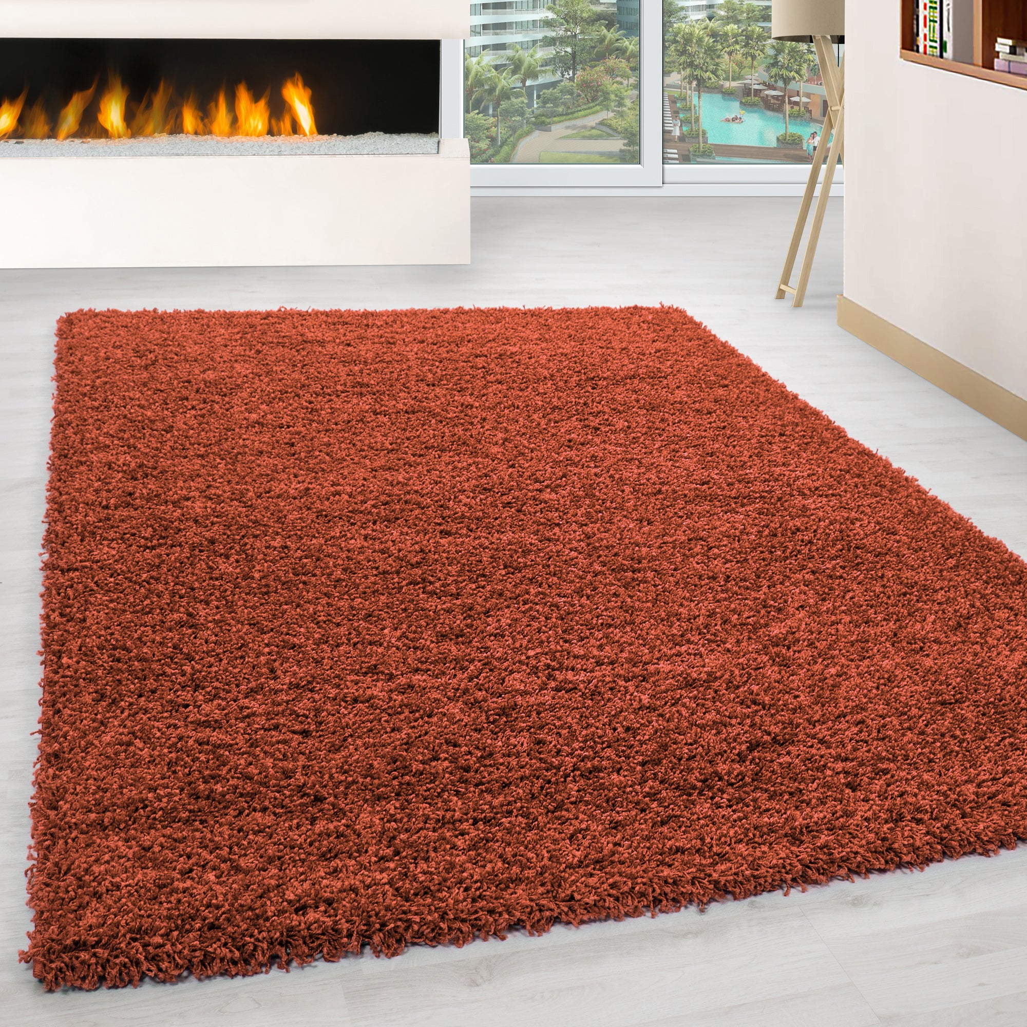 Tapis à poils longs pour le salon, tapis à poils longs, design uni, moelleux