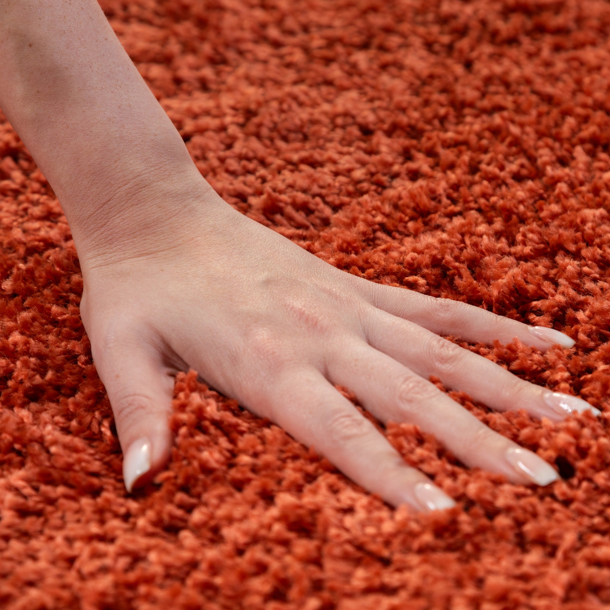 Runder Teppich Wohnzimmer Hochflor Einfarbiges Design Langflor Shaggy Modern