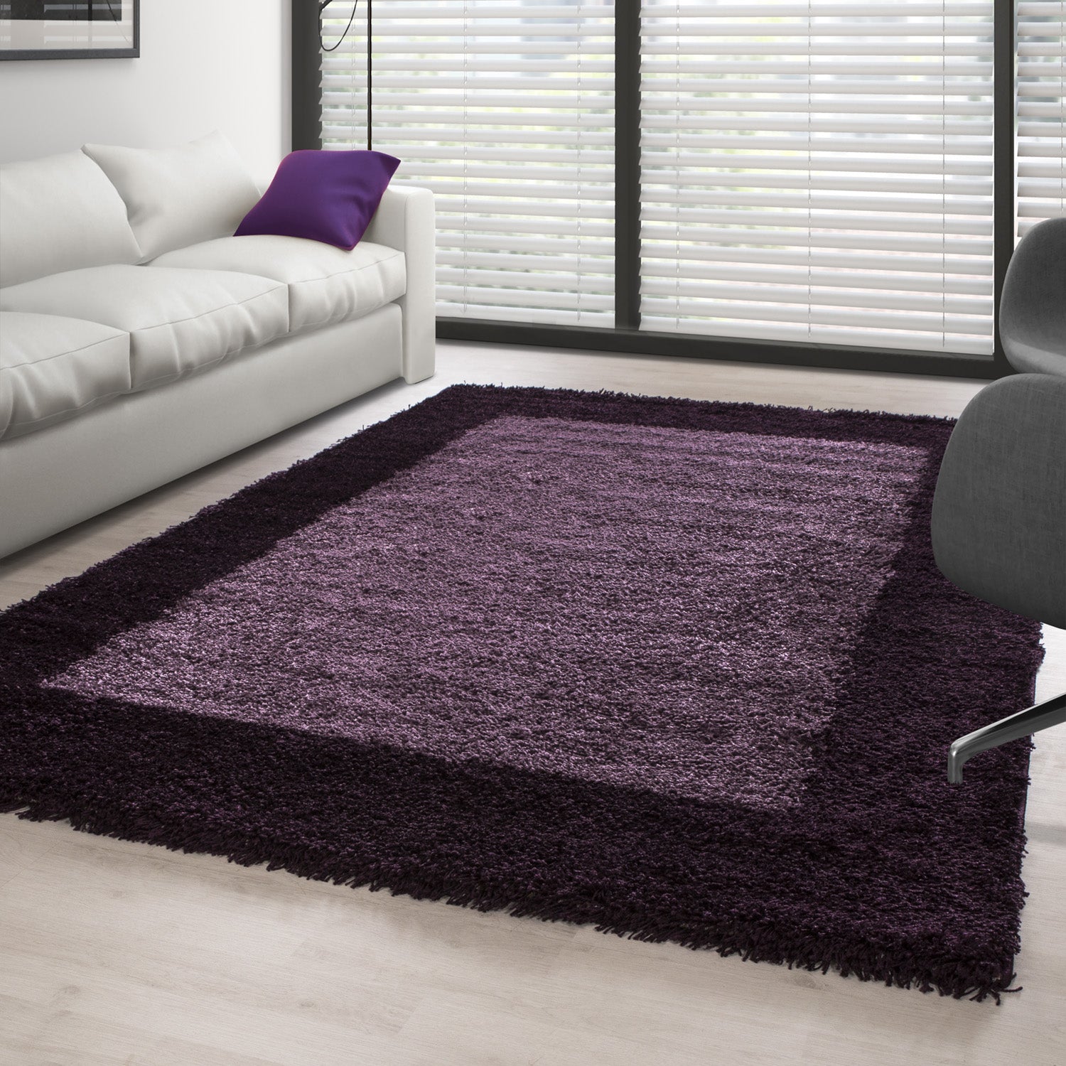 Tapis à poils longs, tapis à poils longs, tapis de salon, motif bordure