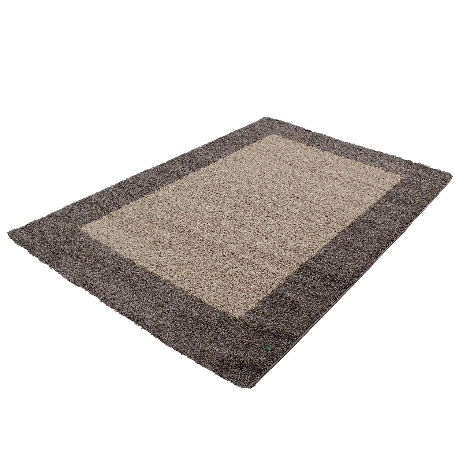 Tapis shaggy, poils profonds, tapis de salon à poils longs, motif bordure