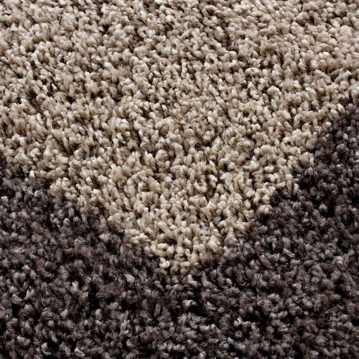 Runder Hochflor Teppich Wohnzimmer Langflor Shaggy Gemustert in Bordüre Design