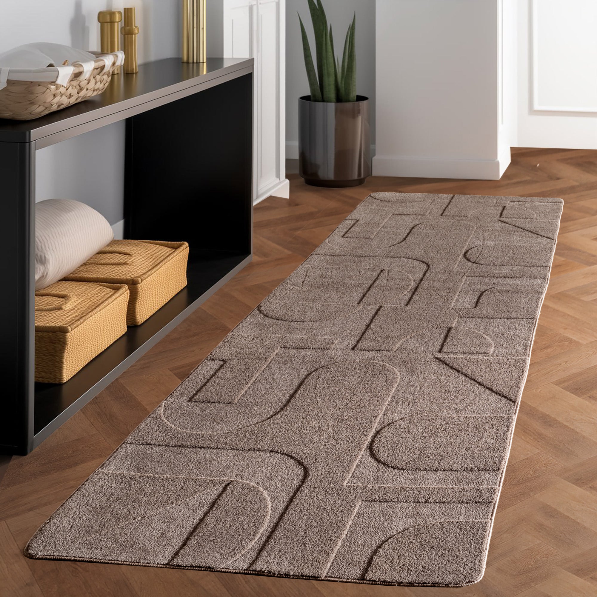 Tapis scandinave, style bohème, uni beige et crème, lavable