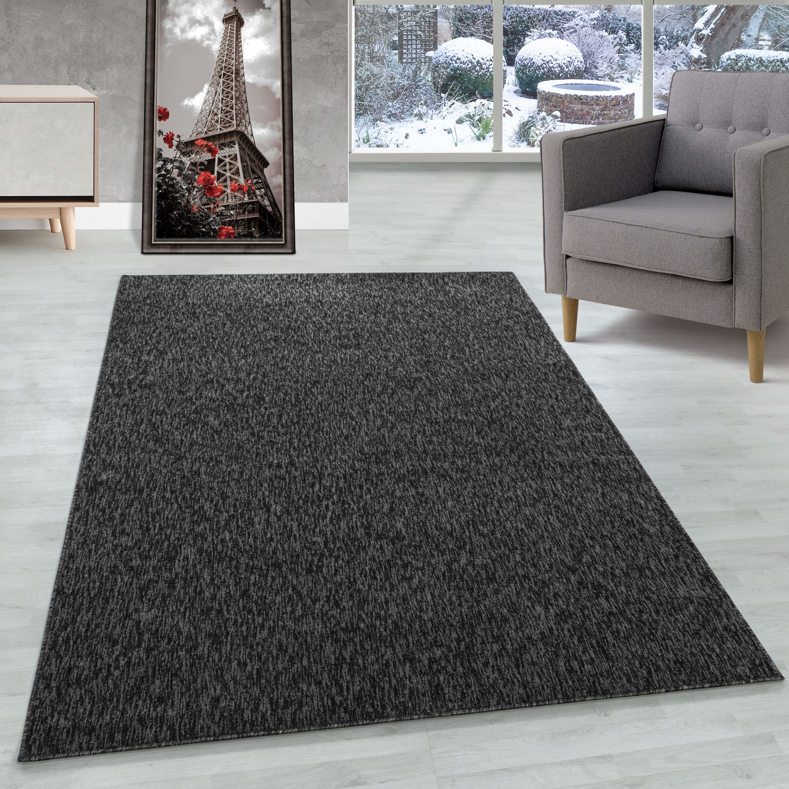 Tapis moderne à poils courts, à tissage plat, à boucles, chiné, pour salon