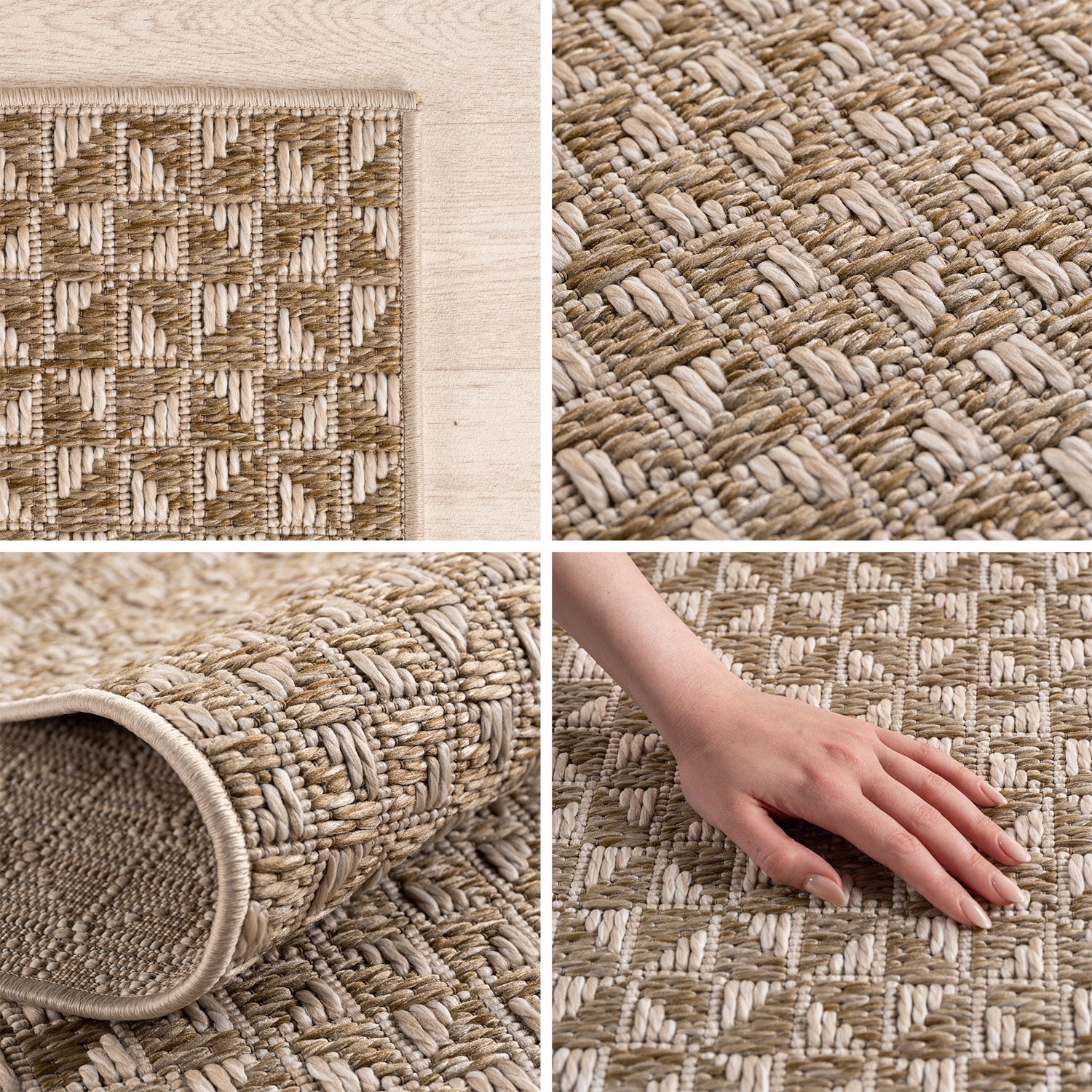 Tapis d'extérieur Carpettex, résistant aux intempéries, idéal pour la cuisine, le balcon et le salon, style bohème, beige-3