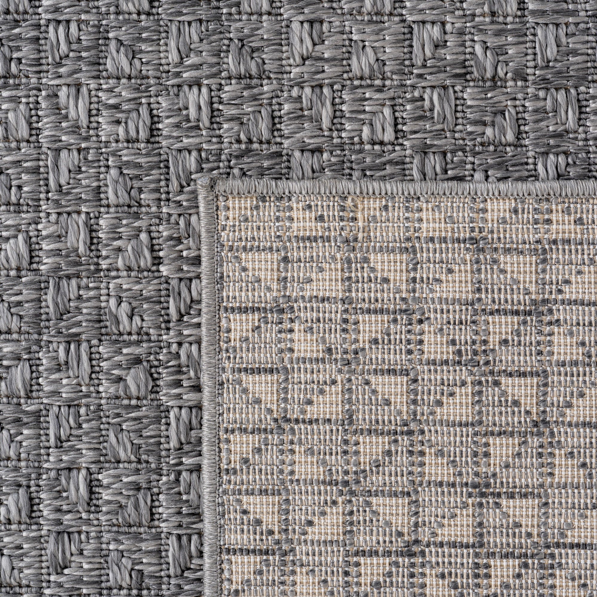Carpettex Outdoor Rug, Weatherproof, Suitable for Kitchen, Balcony & Living Room, Boho Style, Grey-3