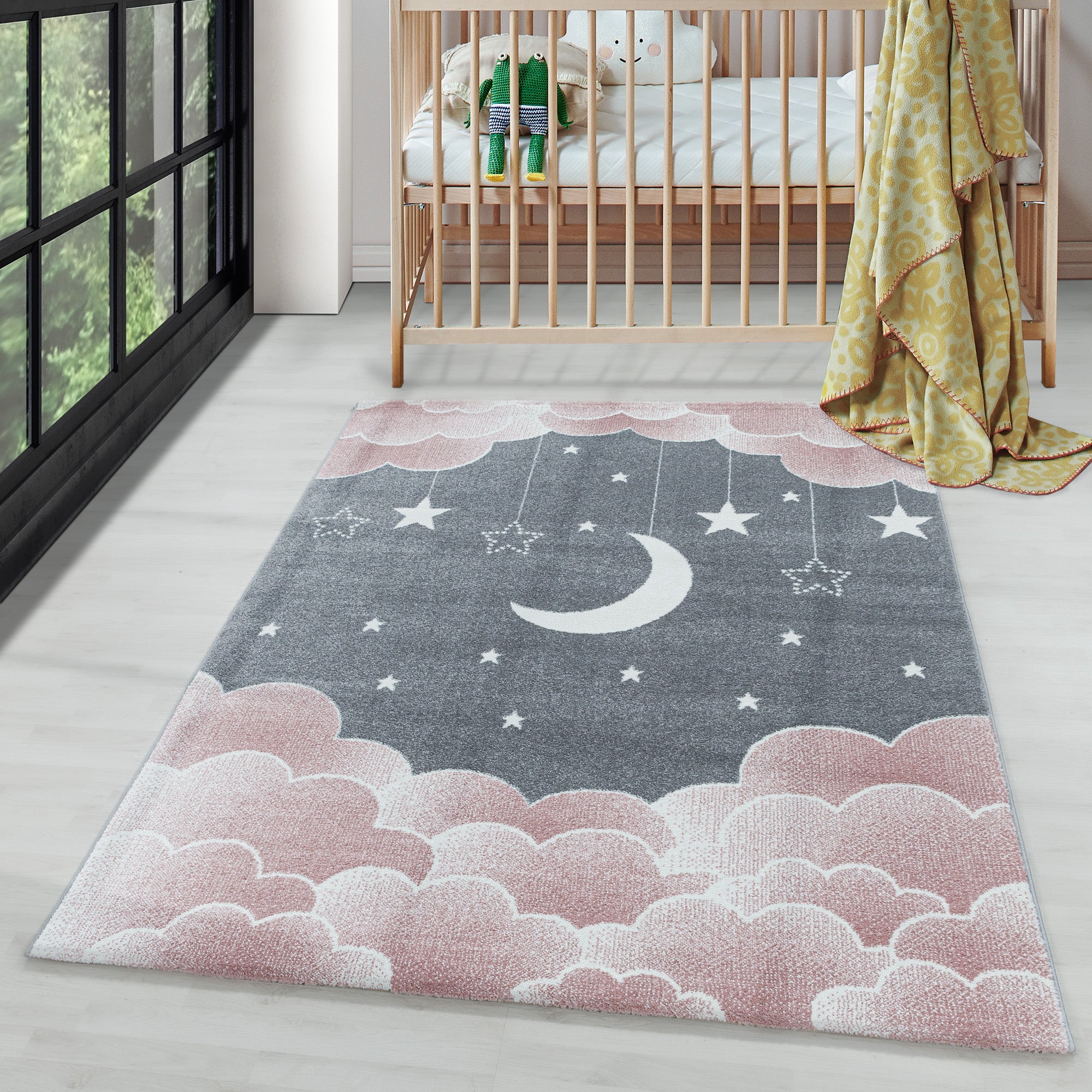 Tapis enfant design lune et étoiles tapis doux et facile d'entretien chambre d'enfant