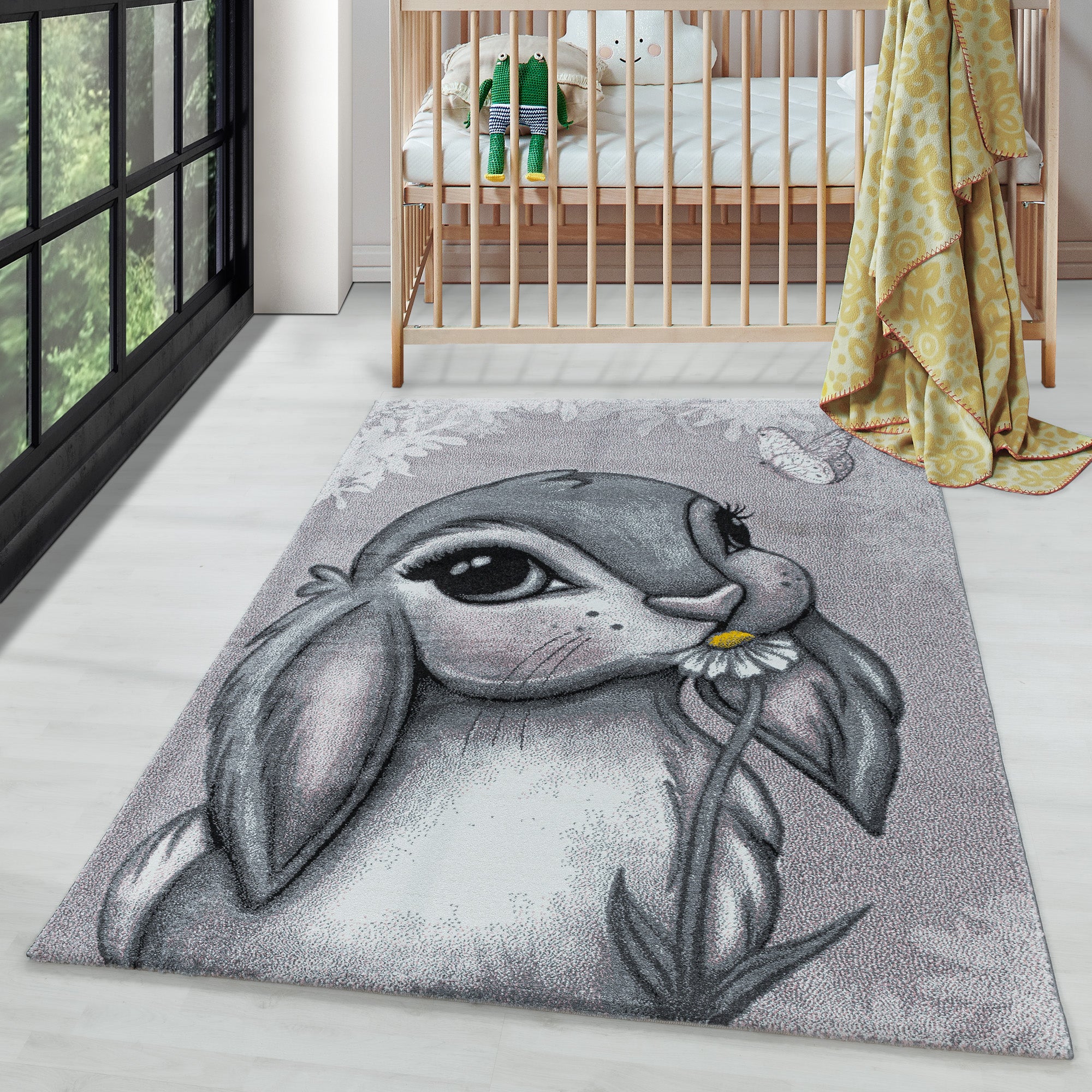 Tapis pour enfants, design lapin mignon, moderne, doux, facile d'entretien, chambre d'enfant
