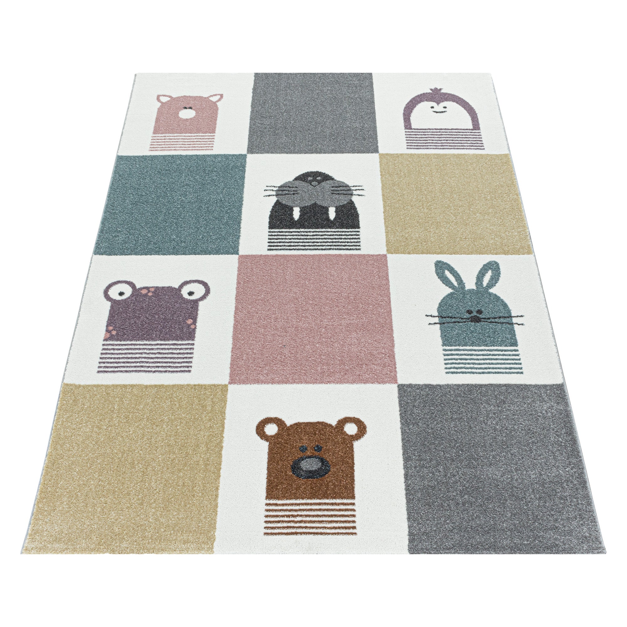 Tapis pour enfants motif animalier moderne à poils doux et facile d'entretien pour chambre d'enfant