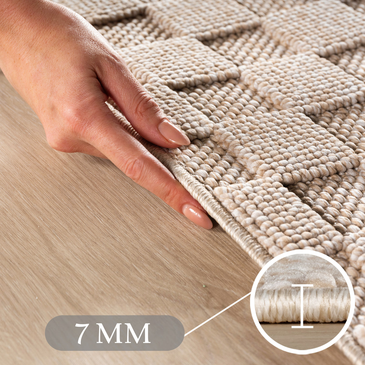 Carpettex Bouclé Teppich Schlingenflor Skandi Karo Weich