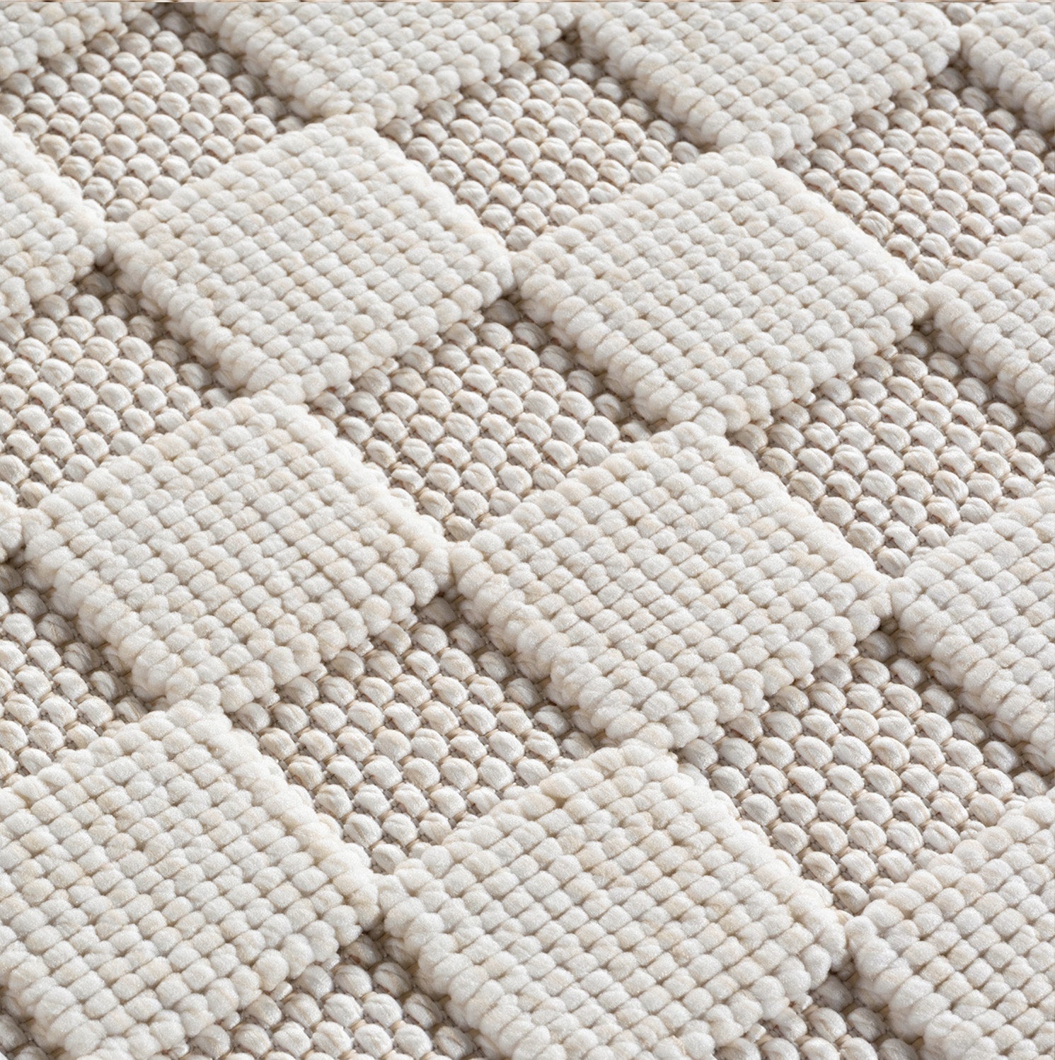 Carpettex rug, solid color, bouclé checkered style, easy care, living room, dining room
