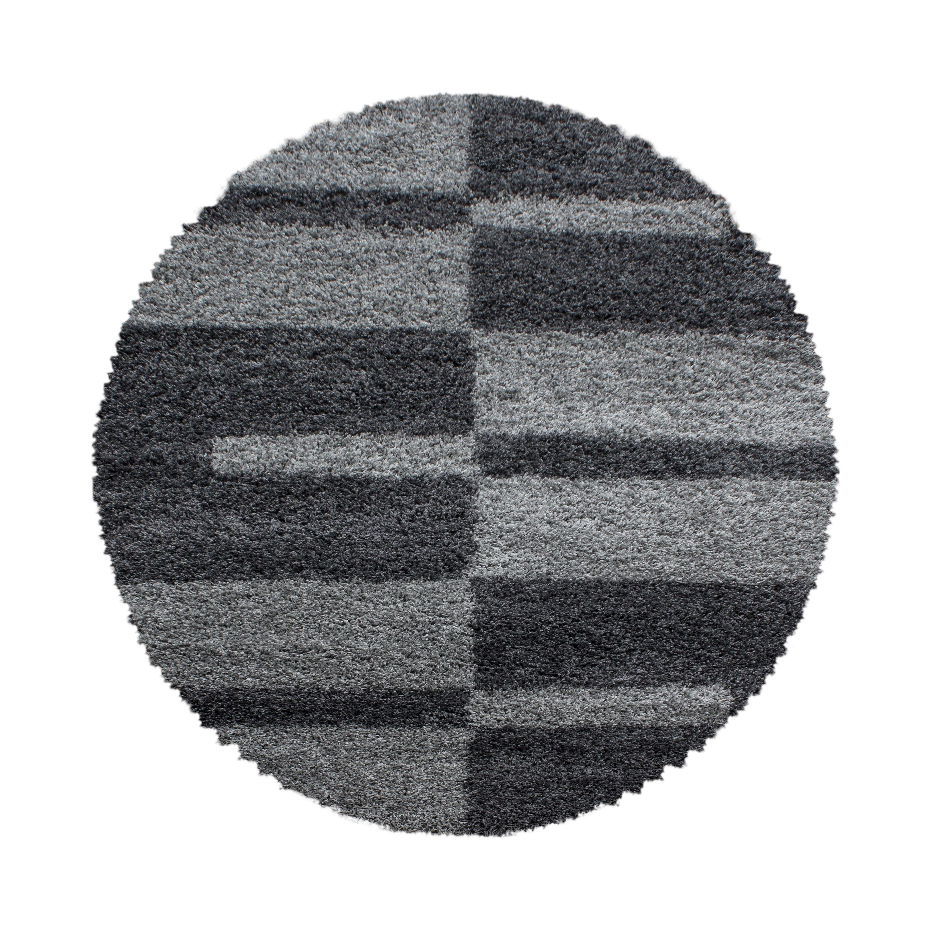Designer Shaggy Teppich Modern Kariert Design Hochflor Teppich Wohnzimmer