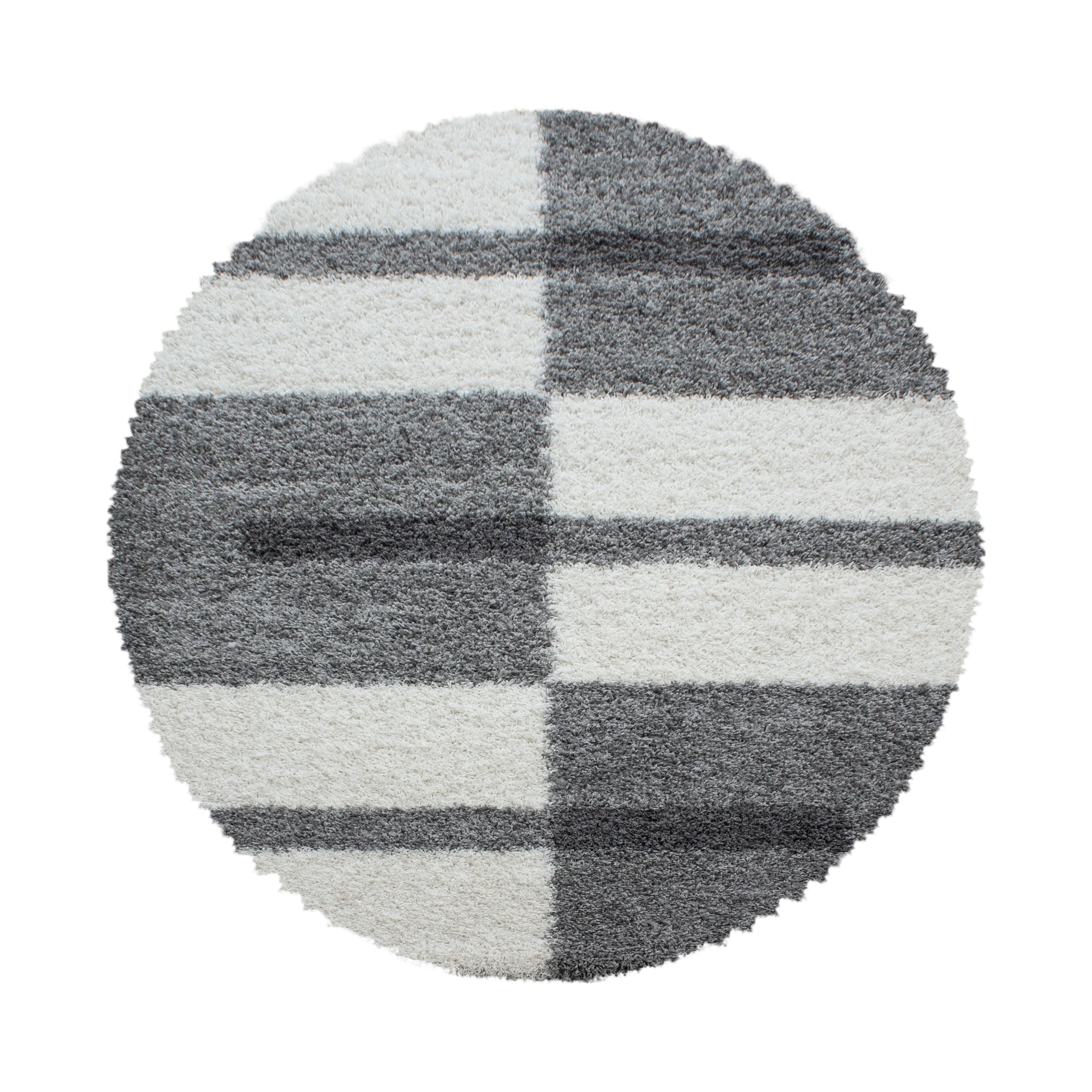 Designer Shaggy Teppich Modern Kariert Design Hochflor Teppich Wohnzimmer