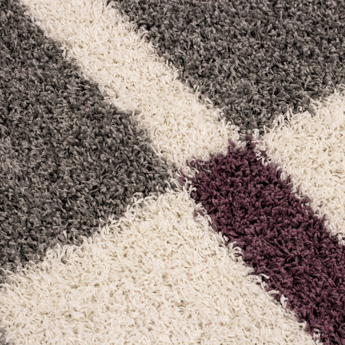 Designer Shaggy Teppich Modern Kariert Design Hochflor Teppich Wohnzimmer