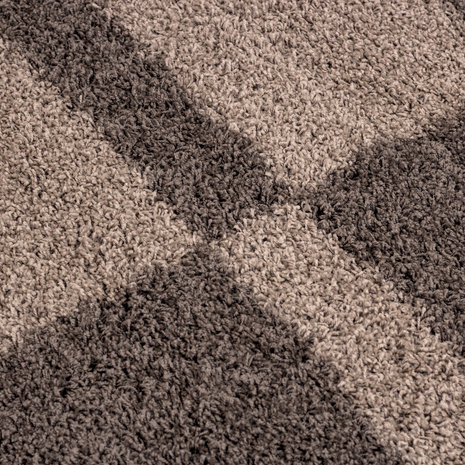 Designer Shaggy Teppich Modern Kariert Design Hochflor Teppich Wohnzimmer