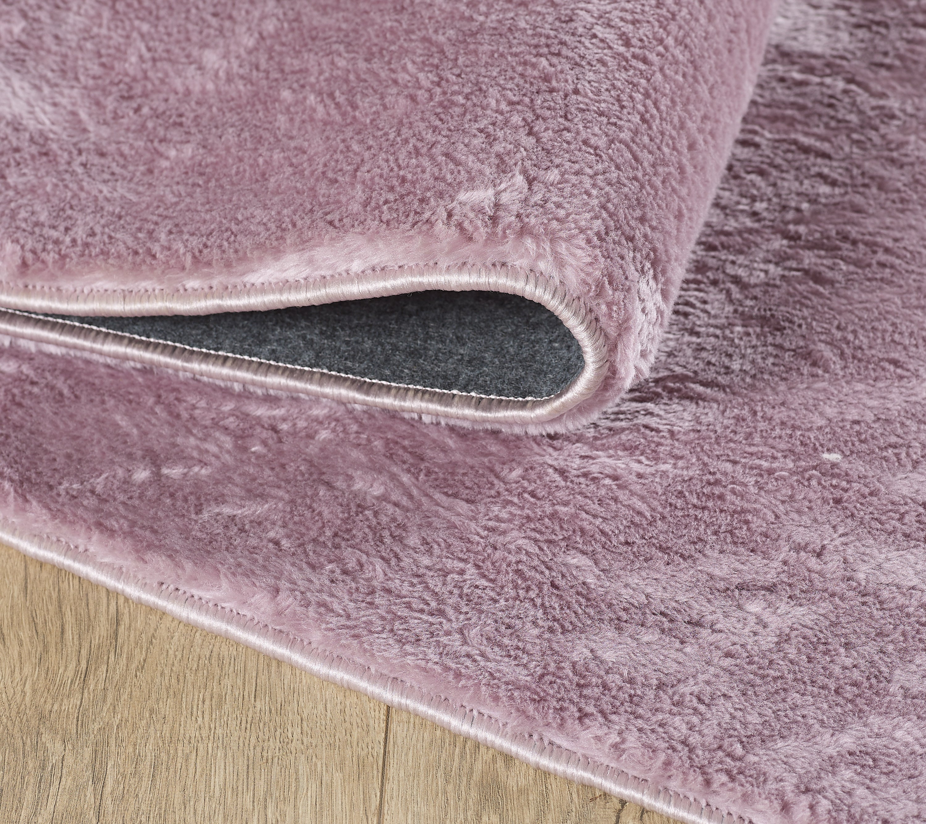 Waschbarer Runder Hochflor Teppich Wohnzimmer Einfarbig Kunstfell Felloptik