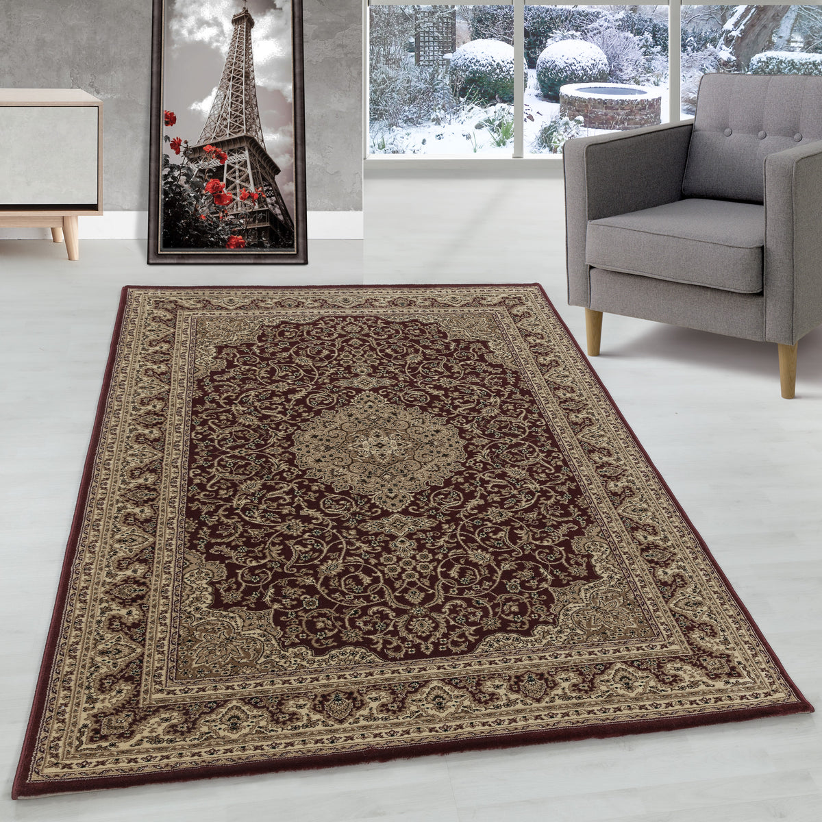 Carpettex Orientteppich Rot Kurzflor Vintage Pflegeleicht