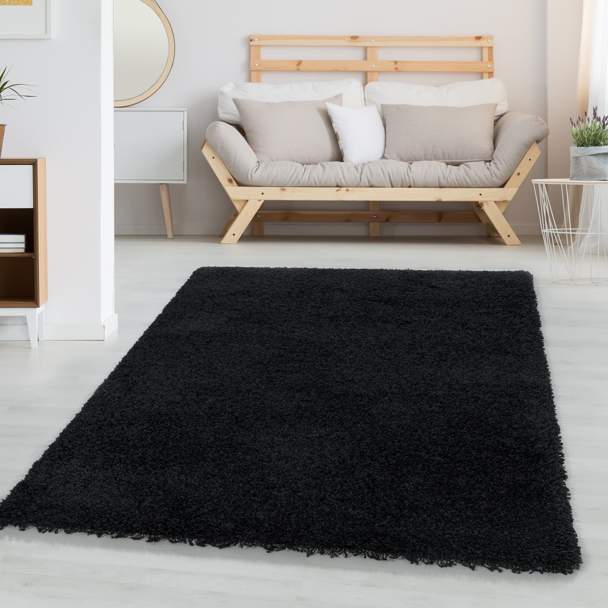 Teppich Wohnzimmer Hochflor Einfarbiges Design Langflor Shaggy Modern Flauschig