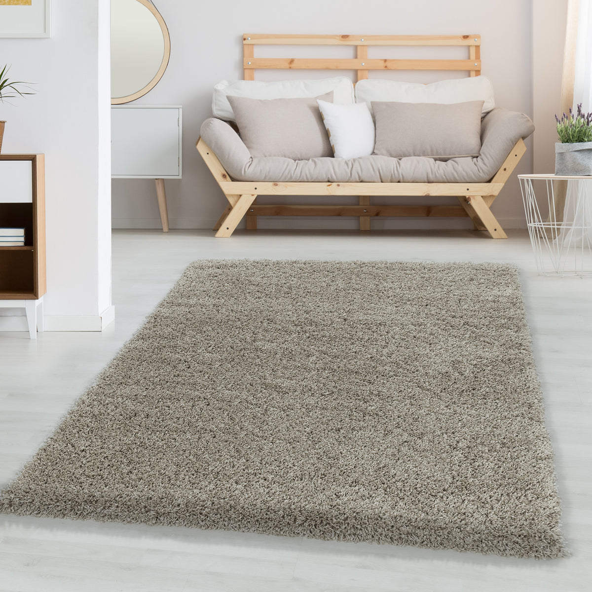Hochflor Teppich Wohnzimmer Langflor Shaggy Teppich Einfarbiges Design Modern