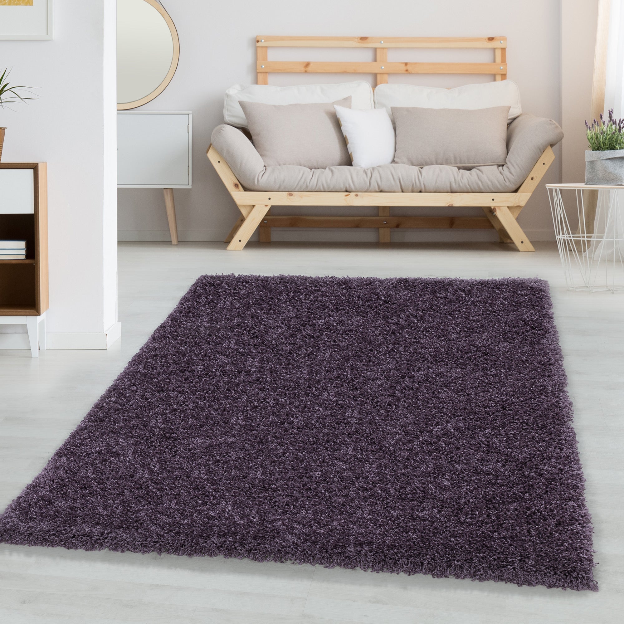 Teppich Wohnzimmer Hochflor Einfarbiges Design Langflor Shaggy Modern Flauschig