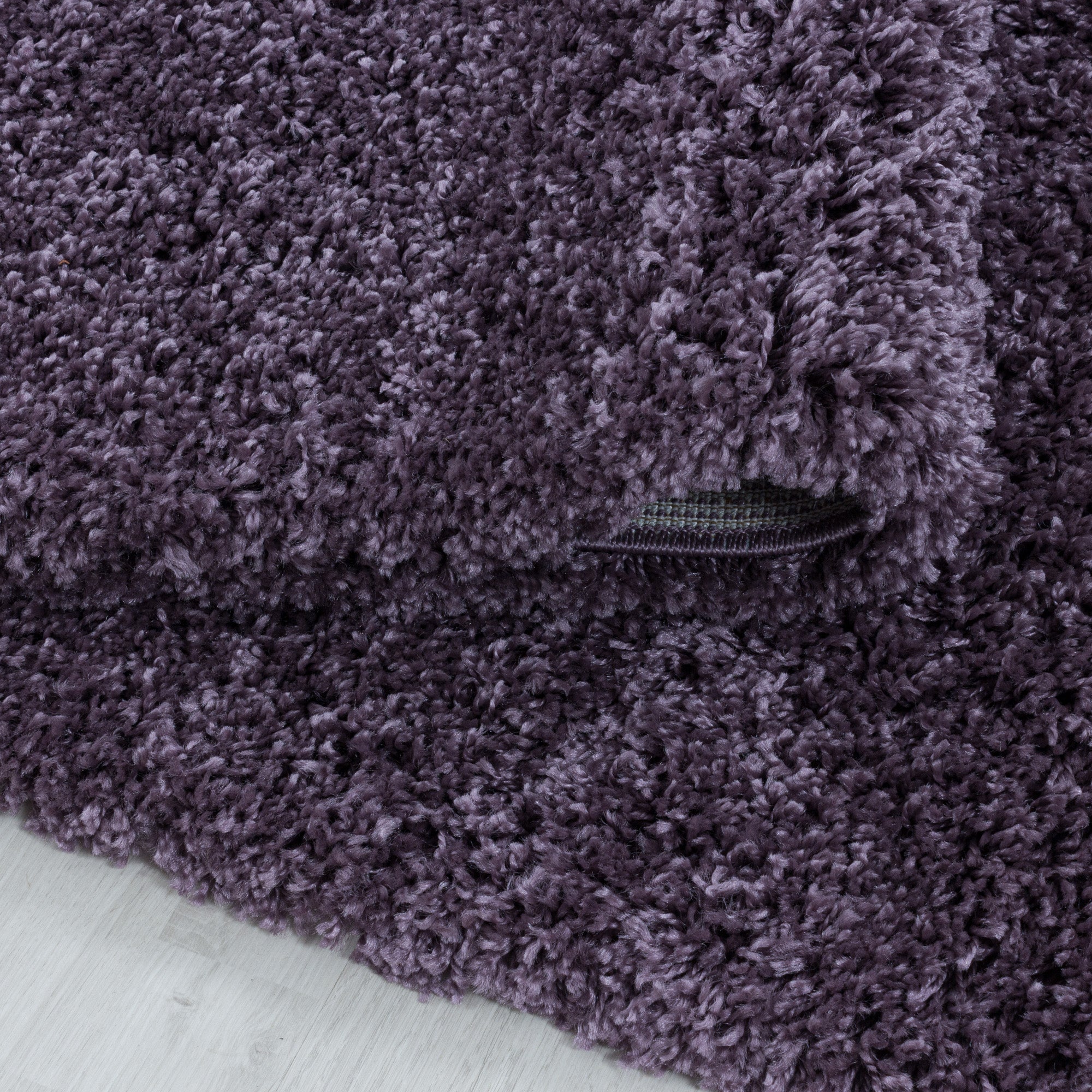 Round rug for living room, deep pile, plain design, shaggy, modern, fluffy