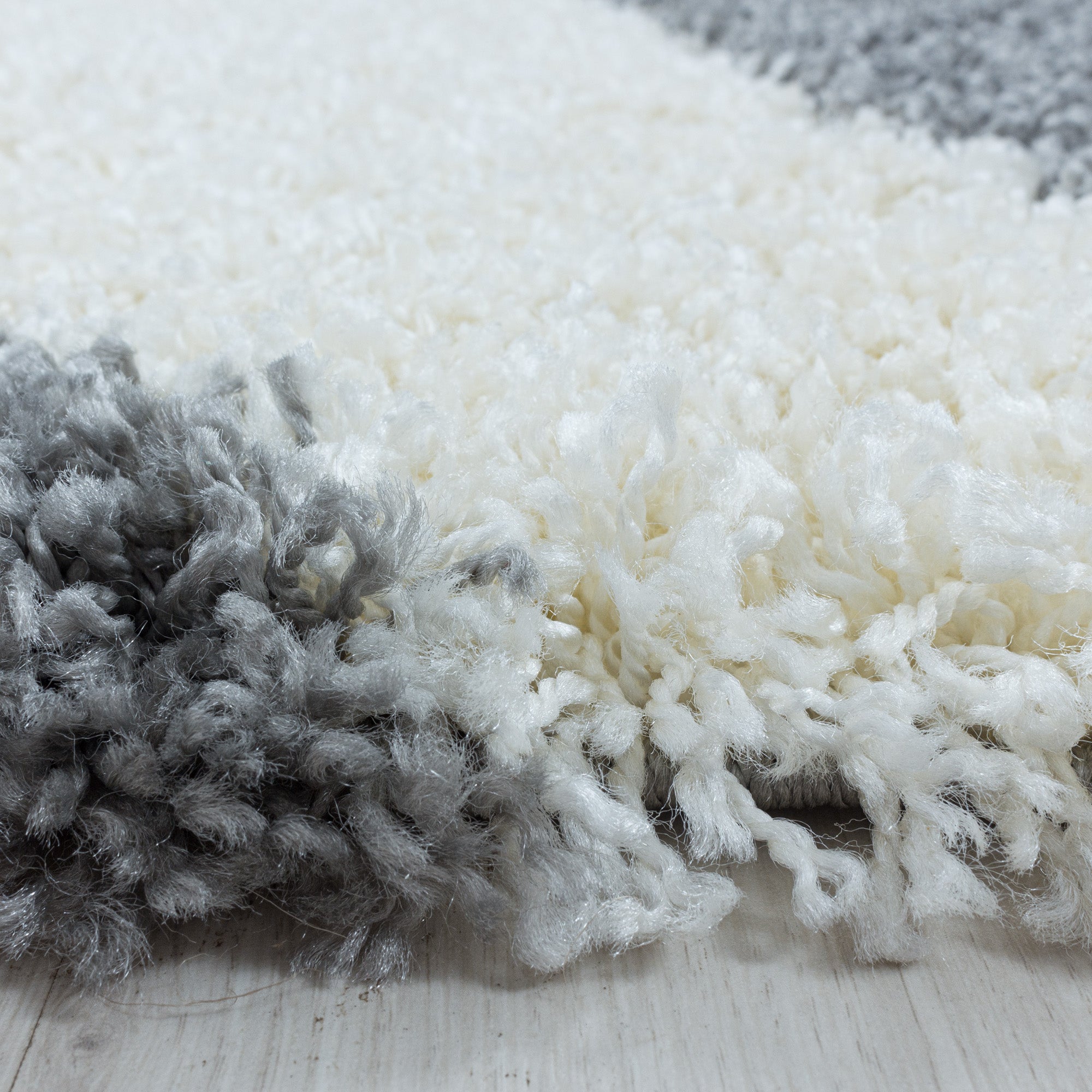 Runder Hochflor Teppich Mäander Design Flauschig Shaggy Teppich Wohnzimmer